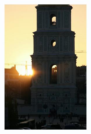 The main tower of St. Sophia's at sunset.