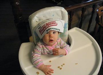 Although Audj didn't get real Krispy Kreme's, she got to eat Cheerios...  They have a hole, right?