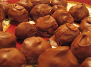 We spend so much time in the kitchen, I'll probably have a lot of kitchen. These are our first attempts at homemade chocolates... Yeah, we're going to use molds from now on.