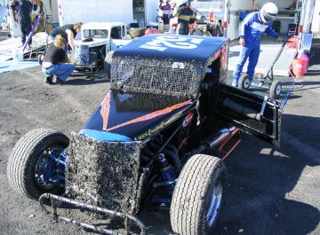 The mud on the car after his first race. Certainly not NASCAR.
